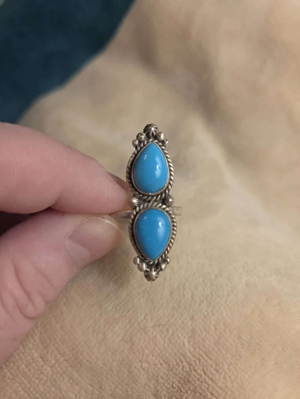 Sleeping Beauty Turquoise Sterling Silver Adjustable Ring